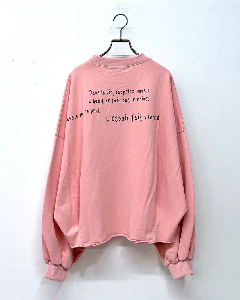 limiless スウェットプリントプルオーバー 手書きロゴ イラストデザイン 裾タック入り 丸みシルエット レディーススウェット