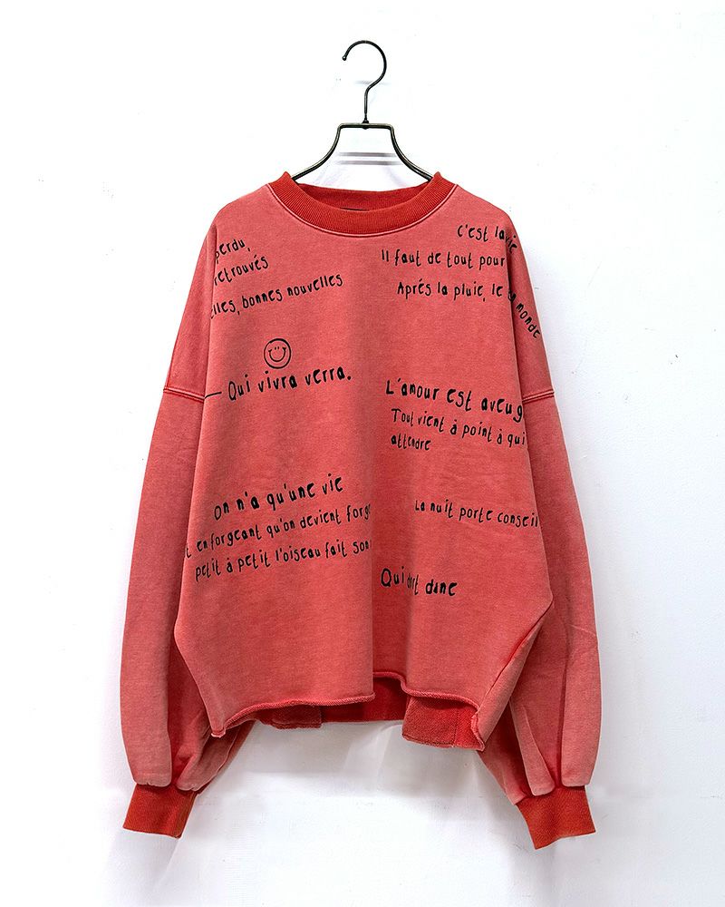 limiless スウェットプリントプルオーバー 手書きロゴ イラストデザイン 裾タック入り 丸みシルエット レディーススウェット