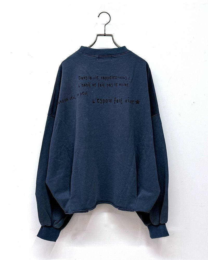 limiless スウェットプリントプルオーバー 手書きロゴ イラストデザイン 裾タック入り 丸みシルエット レディーススウェット