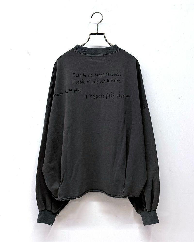 limiless スウェットプリントプルオーバー 手書きロゴ イラストデザイン 裾タック入り 丸みシルエット レディーススウェット