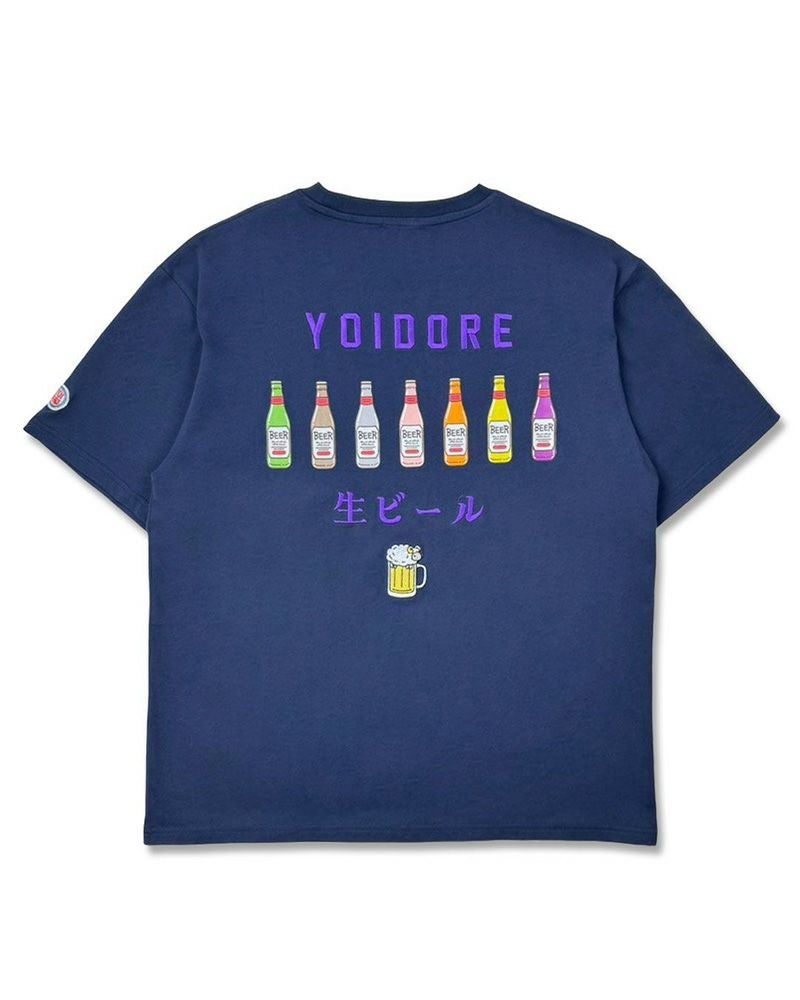 YOIDORE ビール好きTシャツ 記憶なしプリント バックビール瓶グラフィック ルーズシルエット ユニセックス