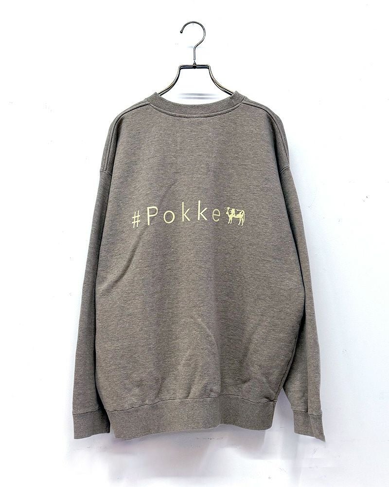 #Pokkeのベージュ染めクルーネックスウェット