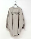 LOOK猫プリント ロングチュニック レディース 長袖 カットソー