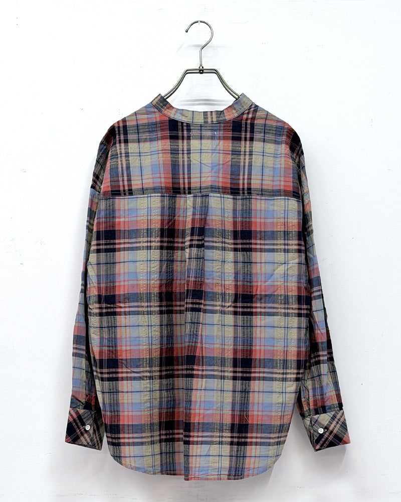 マドラスチェックシャツ　半袖　コットン100％　チェック柄配色　スタンダードカラー　レギュラーシルエット　カジュアルスタイル　春夏トップス　全5カラー展開