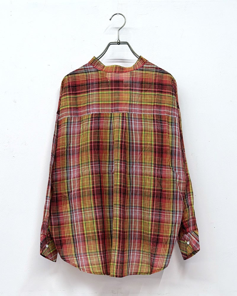 マドラスチェックシャツ　半袖　コットン100％　チェック柄配色　スタンダードカラー　レギュラーシルエット　カジュアルスタイル　春夏トップス　全5カラー展開