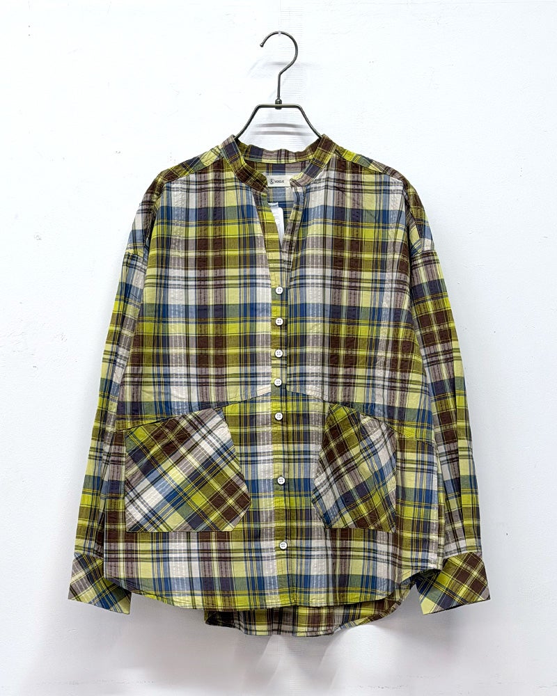 マドラスチェックシャツ　半袖　コットン100％　チェック柄配色　スタンダードカラー　レギュラーシルエット　カジュアルスタイル　春夏トップス　全5カラー展開