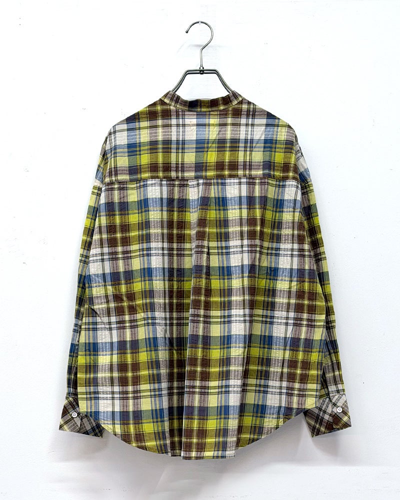 マドラスチェックシャツ　半袖　コットン100％　チェック柄配色　スタンダードカラー　レギュラーシルエット　カジュアルスタイル　春夏トップス　全5カラー展開