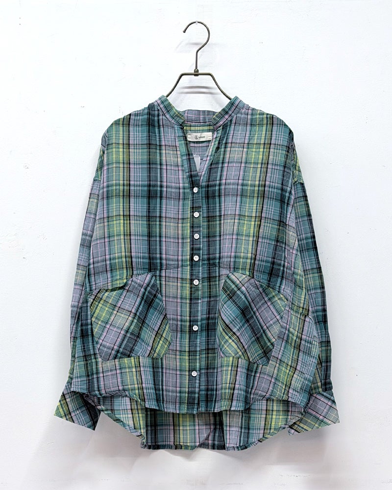 マドラスチェックシャツ　半袖　コットン100％　チェック柄配色　スタンダードカラー　レギュラーシルエット　カジュアルスタイル　春夏トップス　全5カラー展開