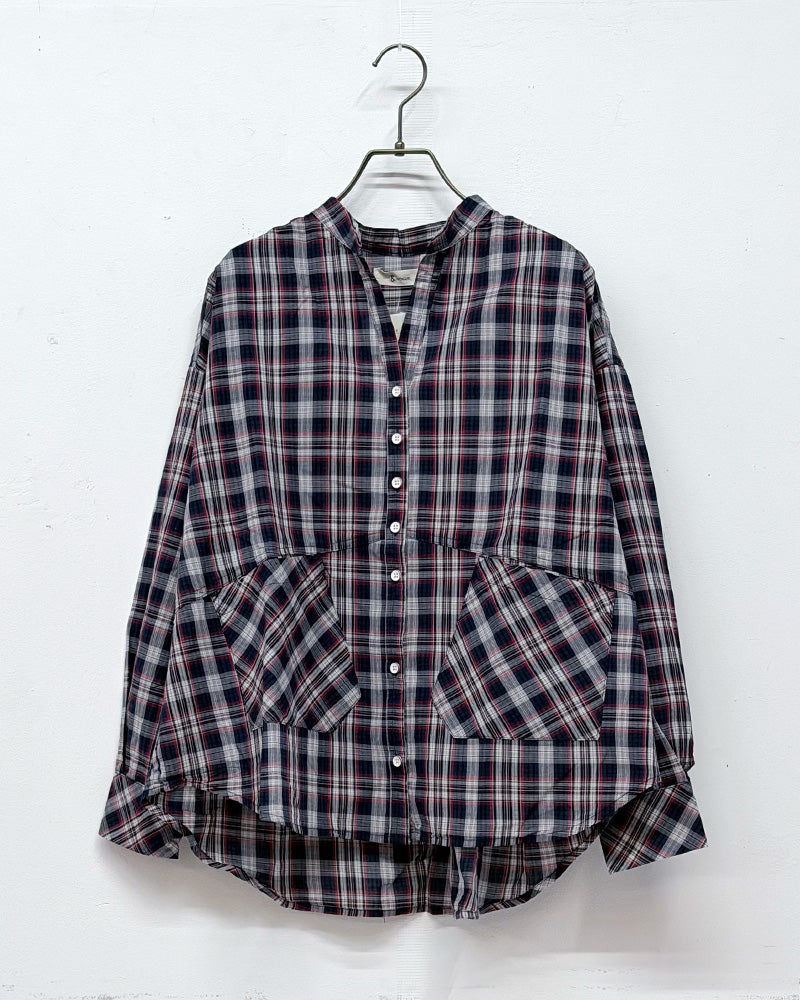 マドラスチェックシャツ　半袖　コットン100％　チェック柄配色　スタンダードカラー　レギュラーシルエット　カジュアルスタイル　春夏トップス　全5カラー展開