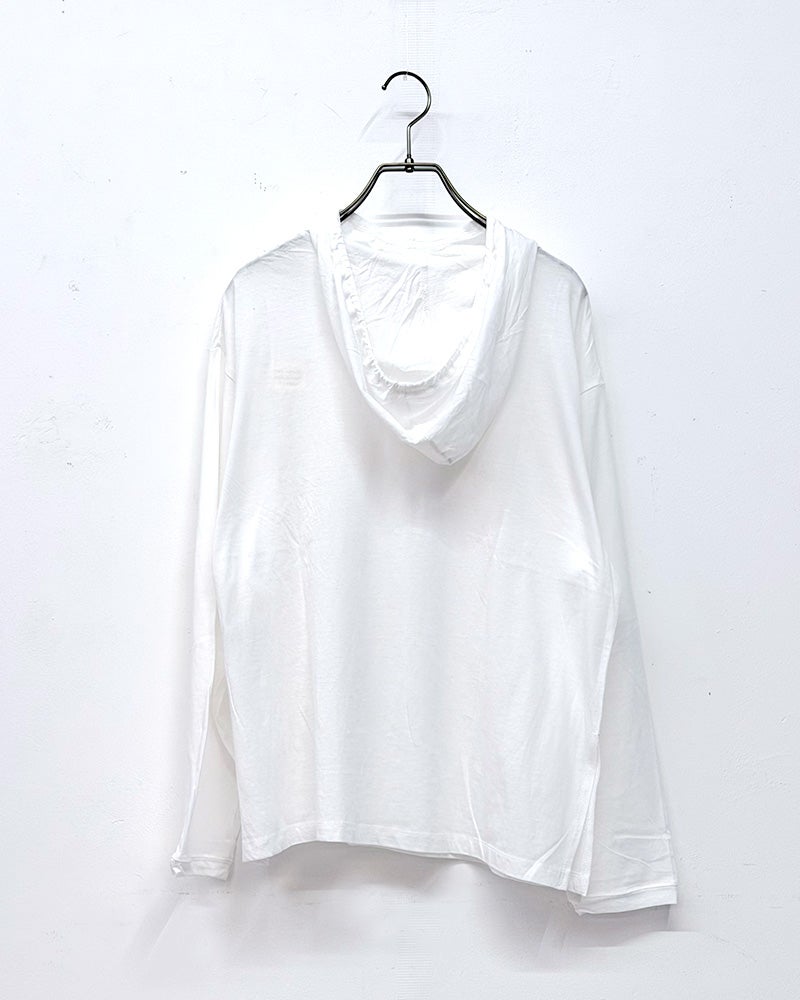 天竺フード付きプルオーバー　長袖　薄手　コットン天竺　レイヤード用インナー　フード付きカットソー　無地　全7カラー展開　カジュアルファッション　大人ナチュラル