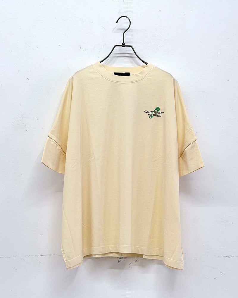 limiless　リミレス　ドライタッチ天竺ピグメントTシャツ　半袖　製品染め　ヴィンテージ加工　サイドスリット　ワイドシルエット　ドロップショルダー　大人カジュアル