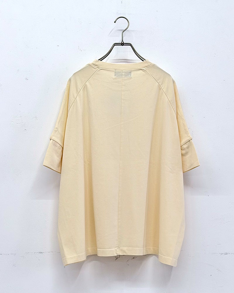 limiless　リミレス　ドライタッチ天竺ピグメントTシャツ　半袖　製品染め　ヴィンテージ加工　サイドスリット　ワイドシルエット　ドロップショルダー　大人カジュアル