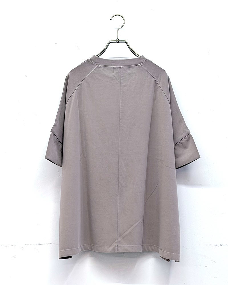 limiless　リミレス　ドライタッチ天竺ピグメントTシャツ　半袖　製品染め　ヴィンテージ加工　サイドスリット　ワイドシルエット　ドロップショルダー　大人カジュアル