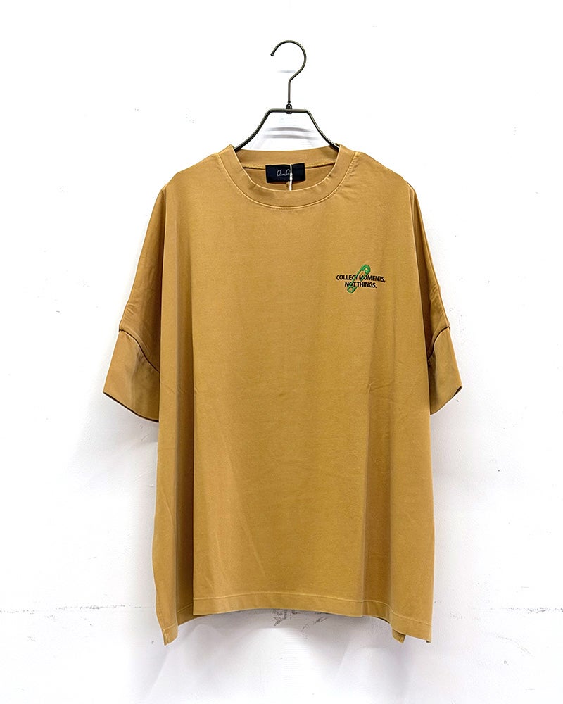 limiless　リミレス　ドライタッチ天竺ピグメントTシャツ　半袖　製品染め　ヴィンテージ加工　サイドスリット　ワイドシルエット　ドロップショルダー　大人カジュアル