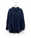 limiless　リミレス　デニムリブ袖シャツ　長袖　薄手デニム　透け感　袖リブ切り替え　セットアップ可能　ビッグシルエット　羽織り　大人カジュアル