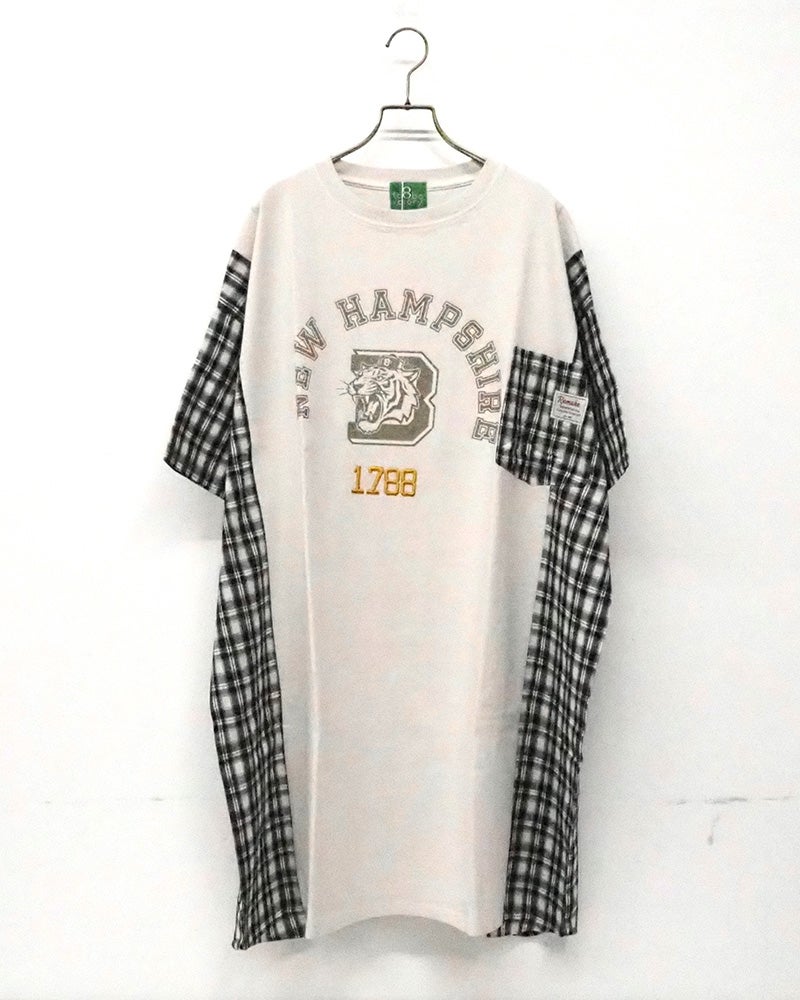 8Laboratory　エイトラボラトリー　ピグメント天竺チュニックワンピース　半袖　製品染め　ヴィンテージ加工　ワンポイントロゴ刺繡　ビッグシルエット　ドロップショルダー　前後差着丈　大人カジュアル