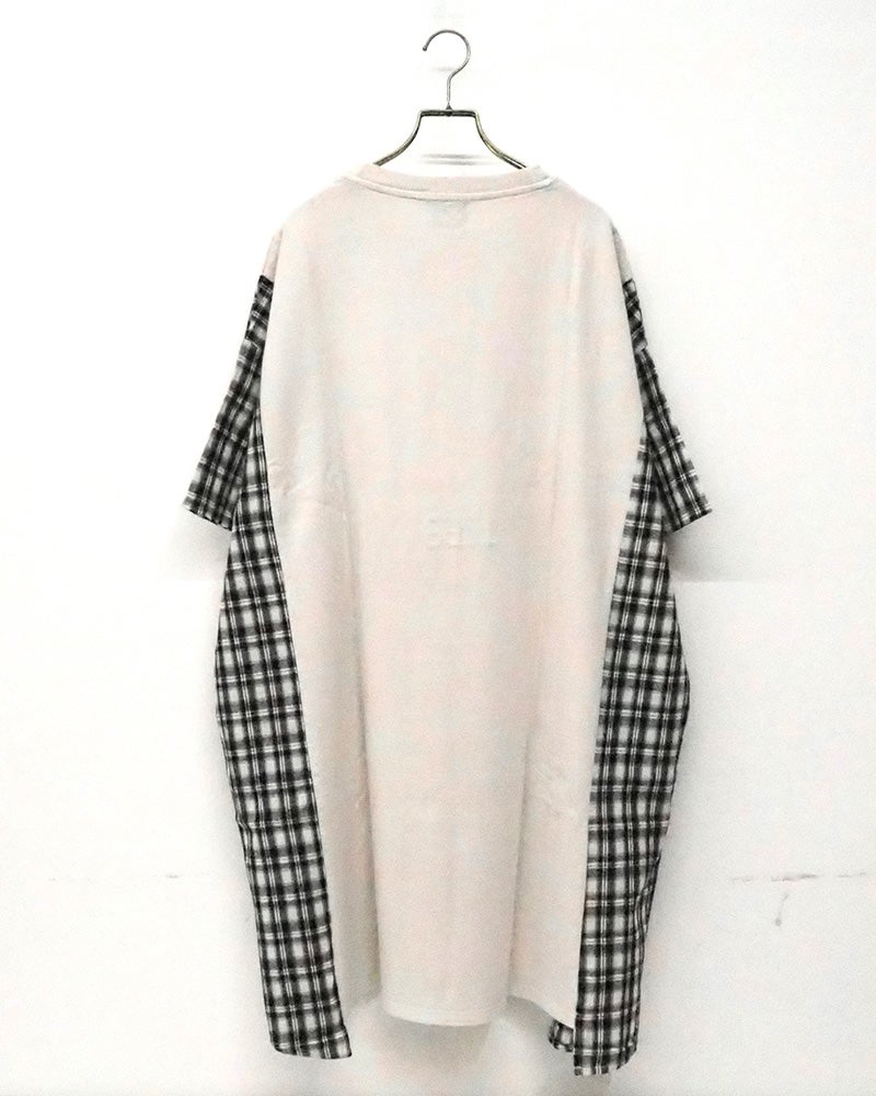 8Laboratory　エイトラボラトリー　ピグメント天竺チュニックワンピース　半袖　製品染め　ヴィンテージ加工　ワンポイントロゴ刺繡　ビッグシルエット　ドロップショルダー　前後差着丈　大人カジュアル