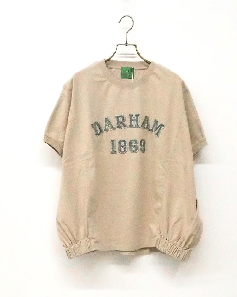 8Laboratory　エイトラボラトリー　パウダー天竺デニムロゴ刺繍プルオーバー　長袖　デニムアップリケ　ロゴ刺繍　ワイドシルエット　サイドスリット　ドロップショルダー　大人カジュアル