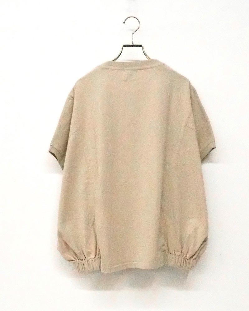 8Laboratory　エイトラボラトリー　パウダー天竺デニムロゴ刺繍プルオーバー　長袖　デニムアップリケ　ロゴ刺繍　ワイドシルエット　サイドスリット　ドロップショルダー　大人カジュアル