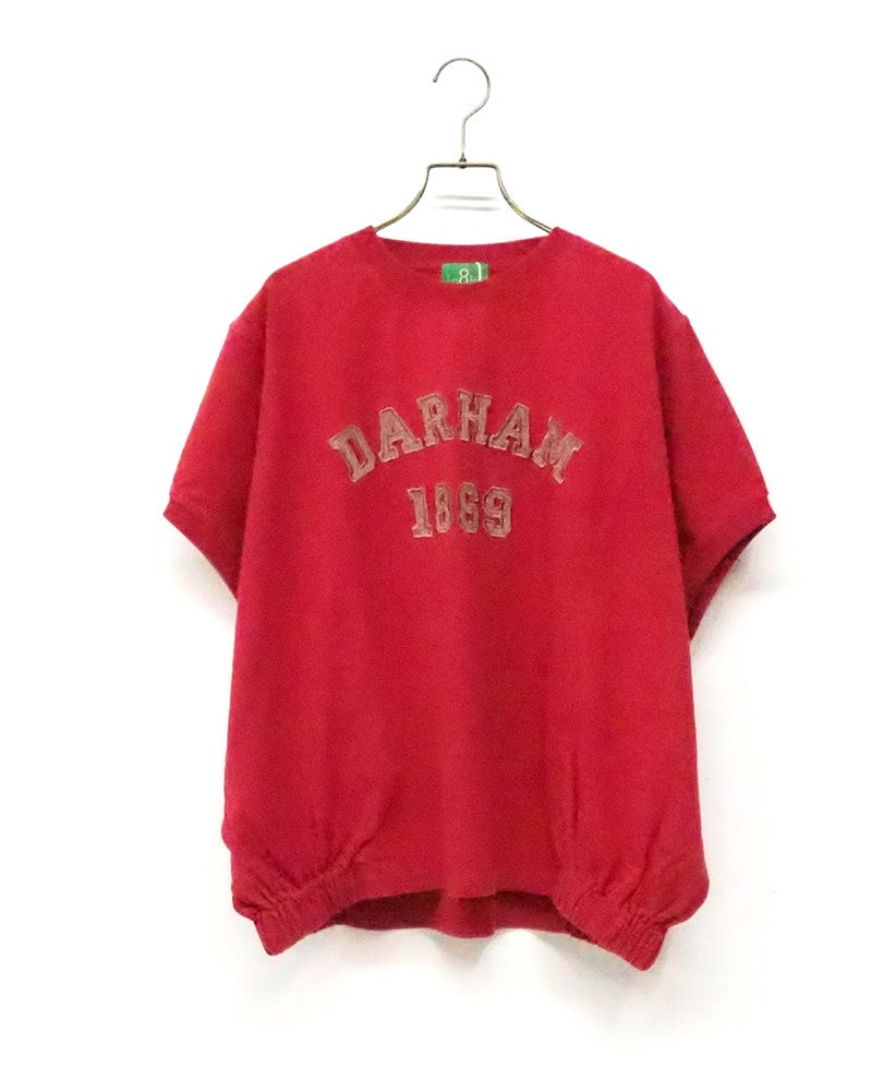 8Laboratory　エイトラボラトリー　パウダー天竺デニムロゴ刺繍プルオーバー　長袖　デニムアップリケ　ロゴ刺繍　ワイドシルエット　サイドスリット　ドロップショルダー　大人カジュアル