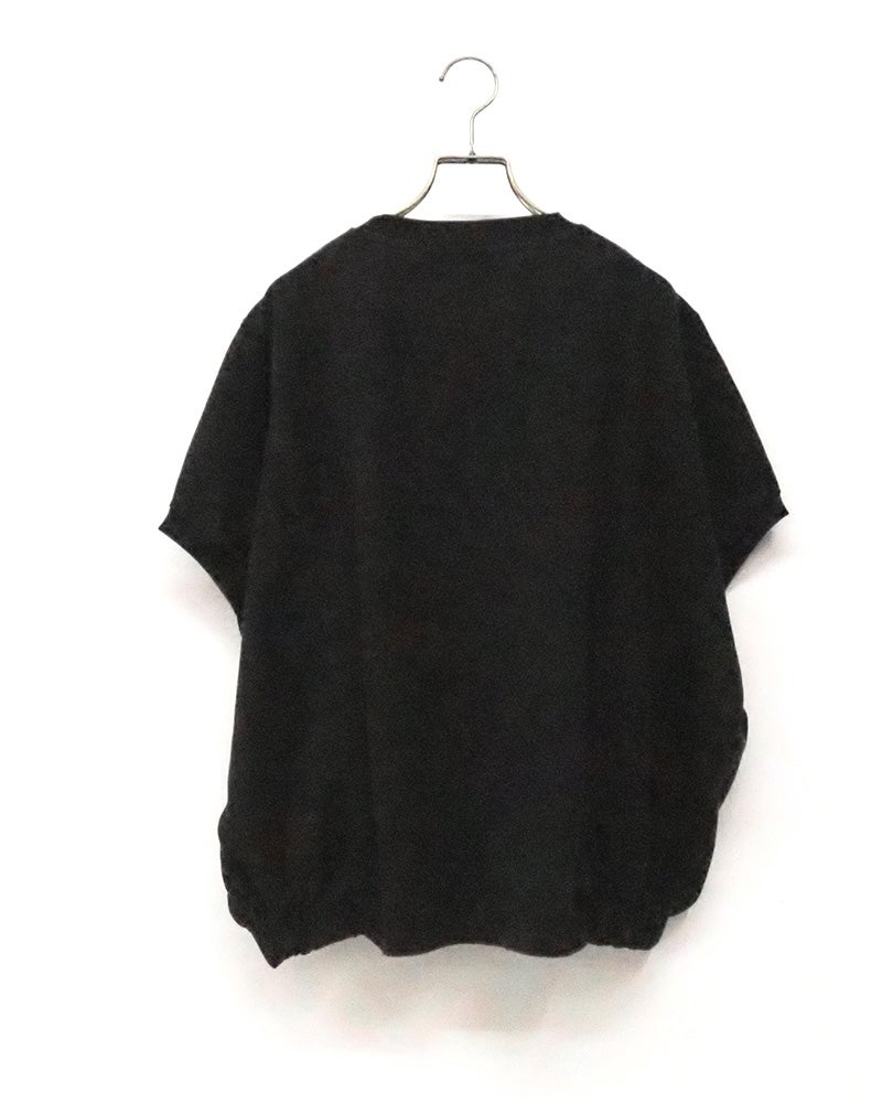 8Laboratory　エイトラボラトリー　パウダー天竺デニムロゴ刺繍プルオーバー　長袖　デニムアップリケ　ロゴ刺繍　ワイドシルエット　サイドスリット　ドロップショルダー　大人カジュアル