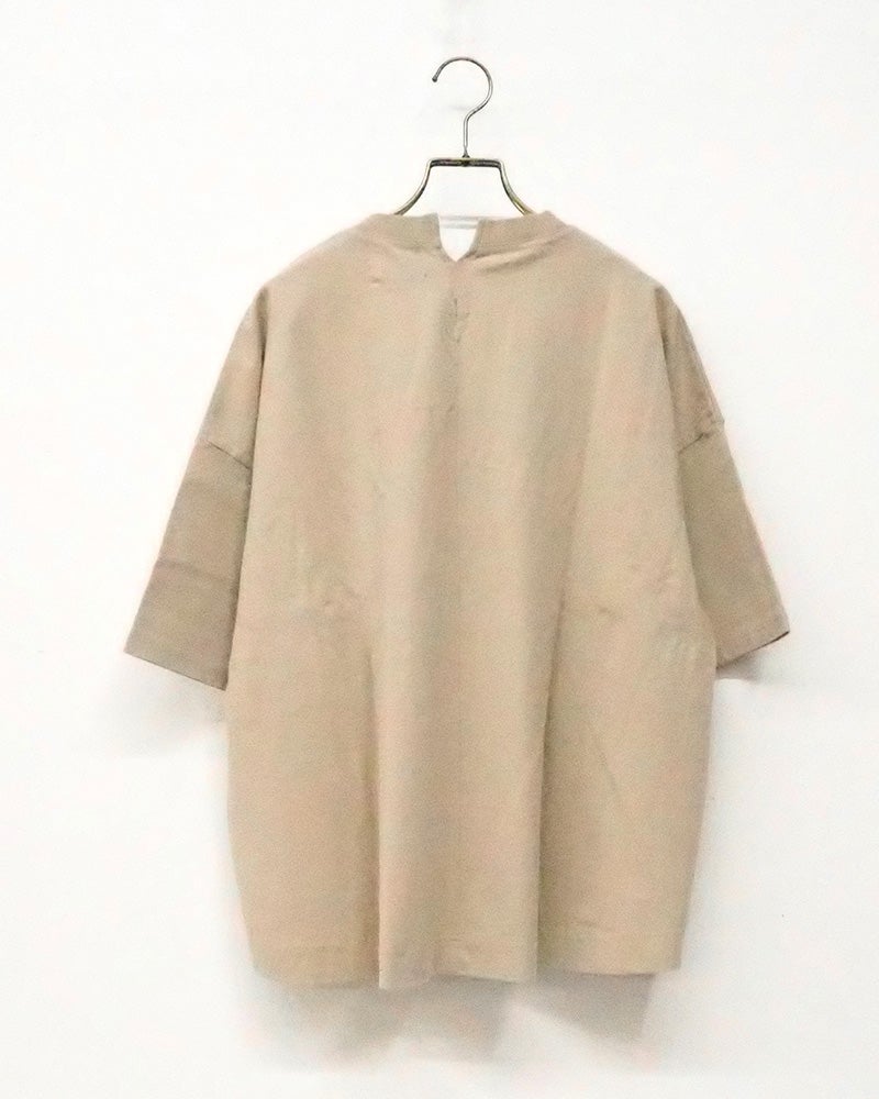 8Laboratory　エイトラボラトリー　パウダー天竺パネルT　半袖　製品染め　ヴィンテージ加工　パネル切替デザイン　ロゴ刺繍　ワイドシルエット　ドロップショルダー　大人カジュアル