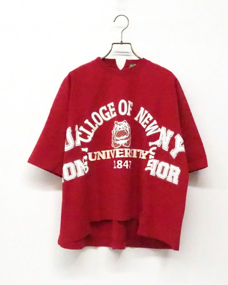 8Laboratory　エイトラボラトリー　パウダー天竺パネルT　半袖　製品染め　ヴィンテージ加工　パネル切替デザイン　ロゴ刺繍　ワイドシルエット　ドロップショルダー　大人カジュアル