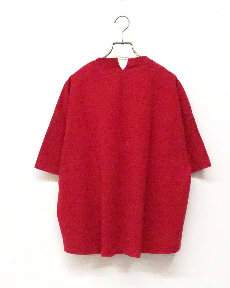 8Laboratory　エイトラボラトリー　パウダー天竺パネルT　半袖　製品染め　ヴィンテージ加工　パネル切替デザイン　ロゴ刺繍　ワイドシルエット　ドロップショルダー　大人カジュアル