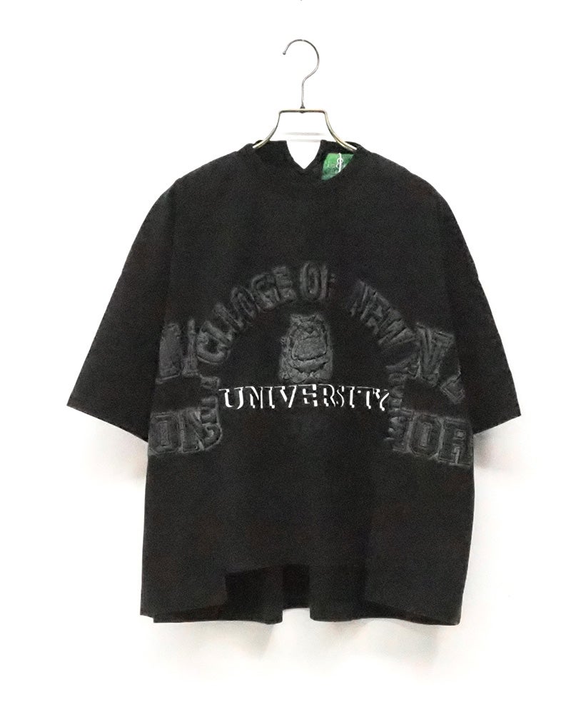 8Laboratory　エイトラボラトリー　パウダー天竺パネルT　半袖　製品染め　ヴィンテージ加工　パネル切替デザイン　ロゴ刺繍　ワイドシルエット　ドロップショルダー　大人カジュアル