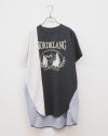 天竺リメイク風チュニック　長袖　配色切り替え　リメイクデザイン　ワイドシルエット　ロング丈　ドロップショルダー　体型カバー　大人カジュアル