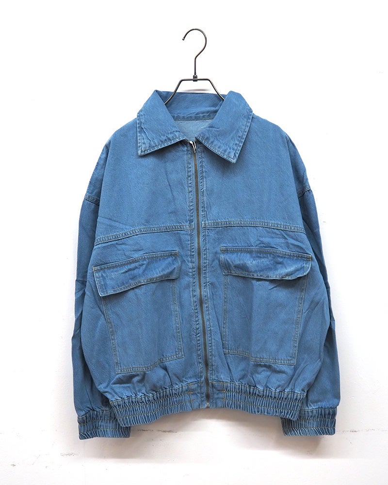 デニムフライトジャケット　MA-1　デニムアウター　リブ切り替え　オーバーサイズ　ビッグシルエット　ドロップショルダー　大人カジュアル　アメカジ