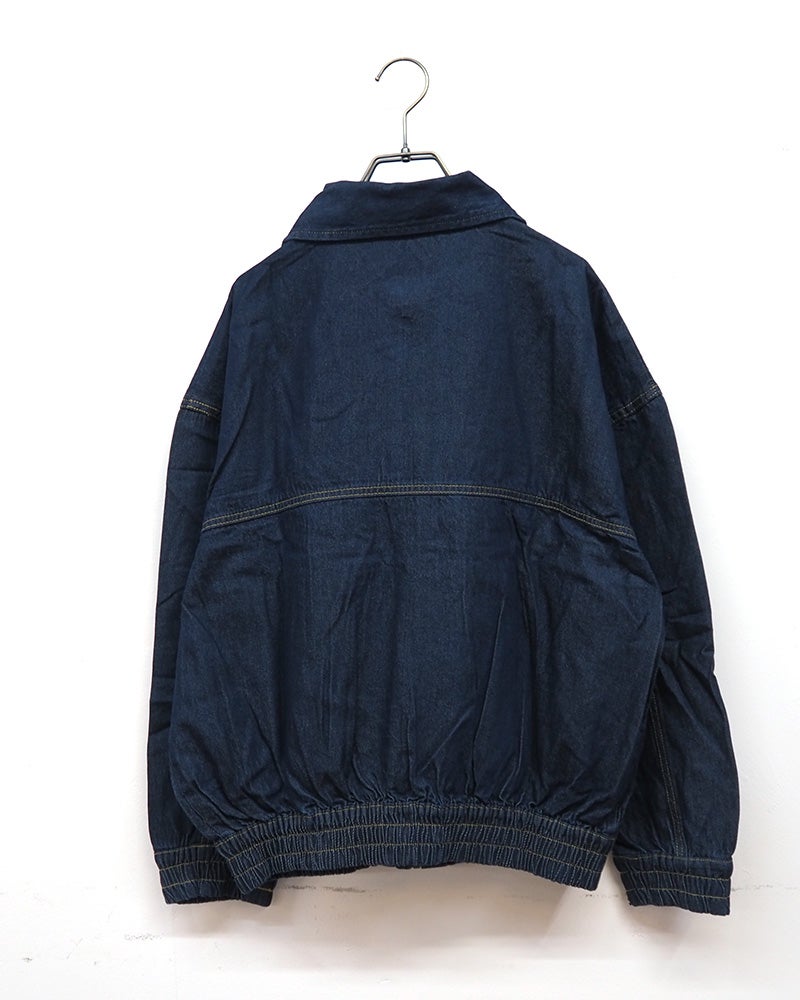 デニムフライトジャケット　MA-1　デニムアウター　リブ切り替え　オーバーサイズ　ビッグシルエット　ドロップショルダー　大人カジュアル　アメカジ