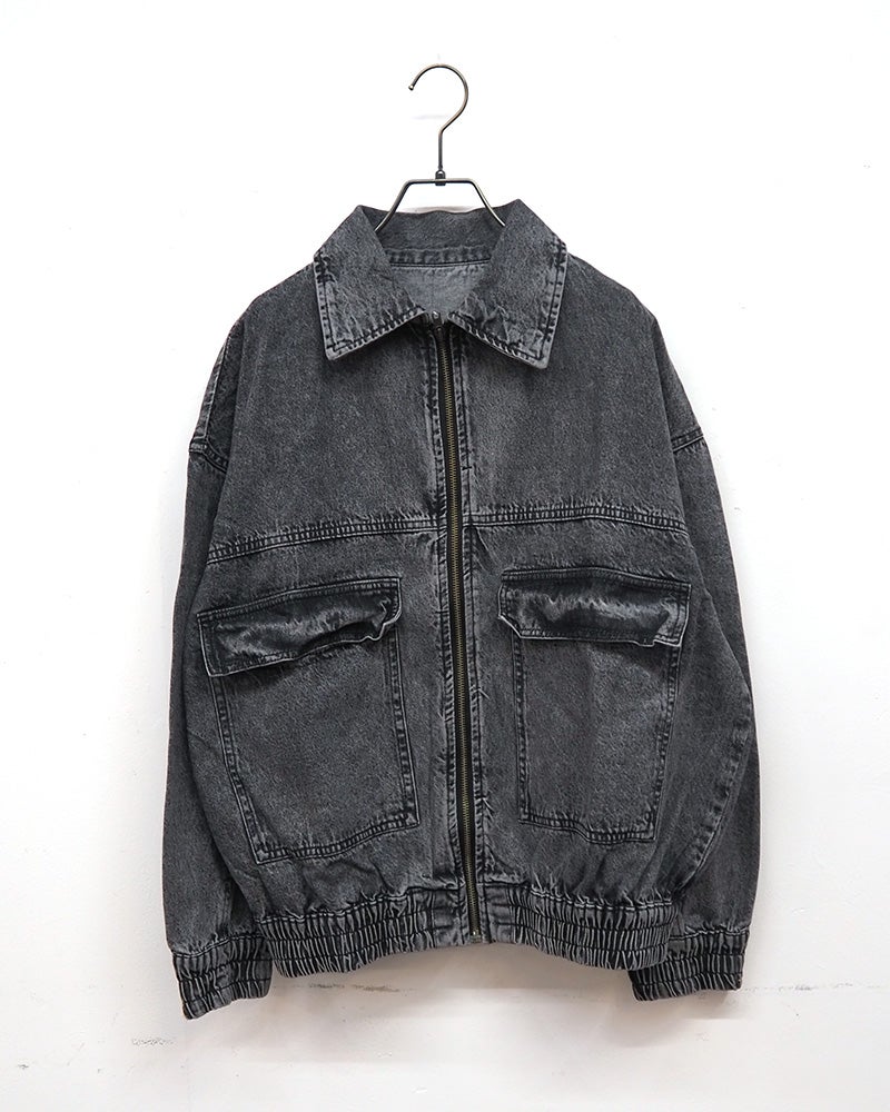 デニムフライトジャケット　MA-1　デニムアウター　リブ切り替え　オーバーサイズ　ビッグシルエット　ドロップショルダー　大人カジュアル　アメカジ