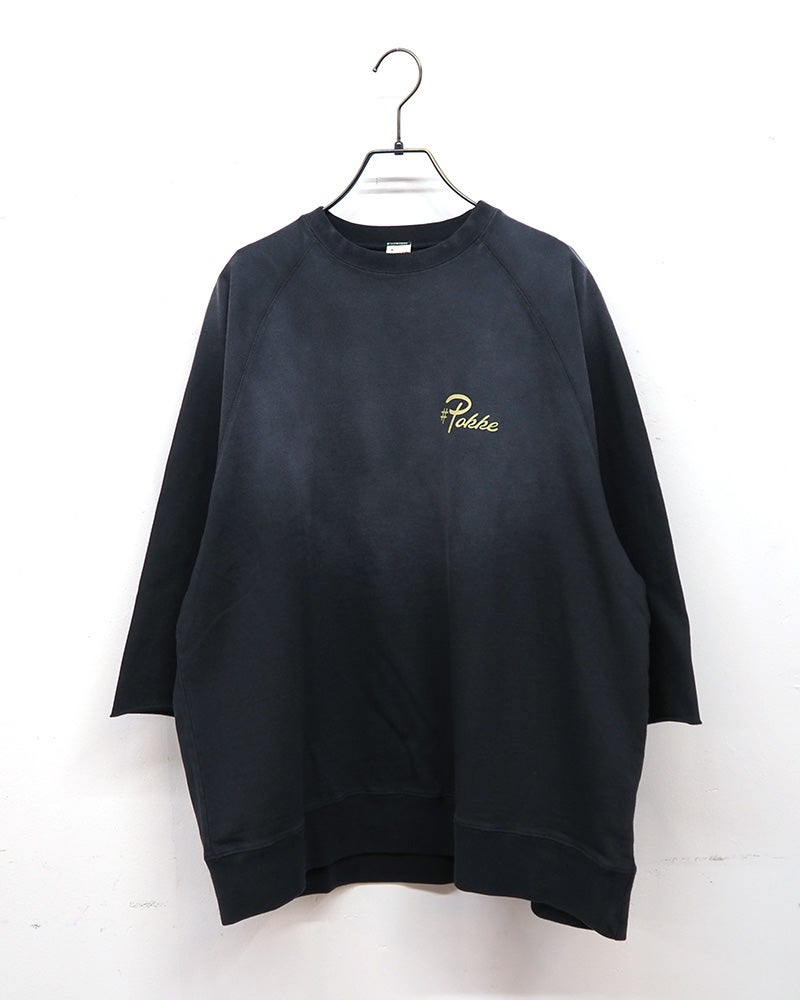#Pokke　ポッケ　日焼け加工8分袖T　長袖Tシャツ　ヴィンテージ加工　色褪せ感　プリントデザイン　8分袖　ビッグシルエット　ユニセックス　大人カジュアル