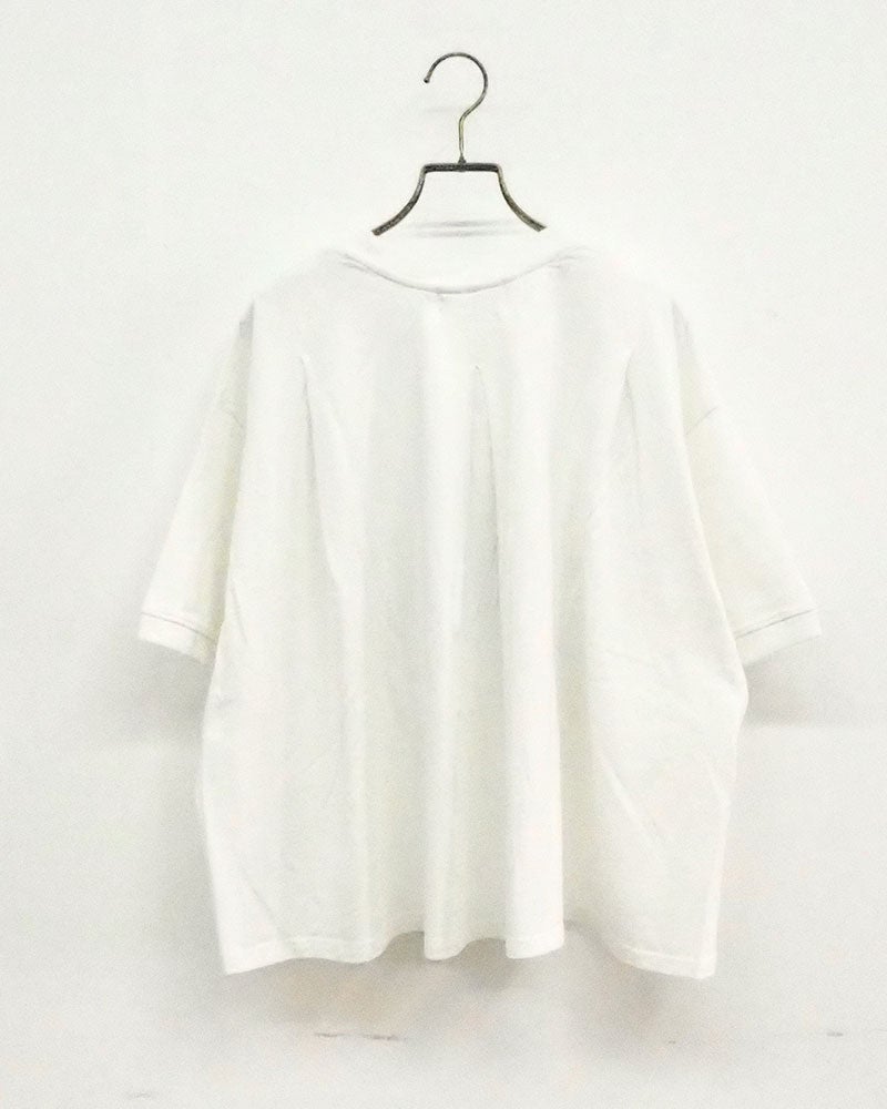 limiless　リミレス　パウダー天竺チェーン刺繍ショートT　半袖　ショート丈　チェーン刺繍ロゴ　ワイドシルエット　ドロップショルダー　前後差着丈　サイドスリット　大人カジュアル
