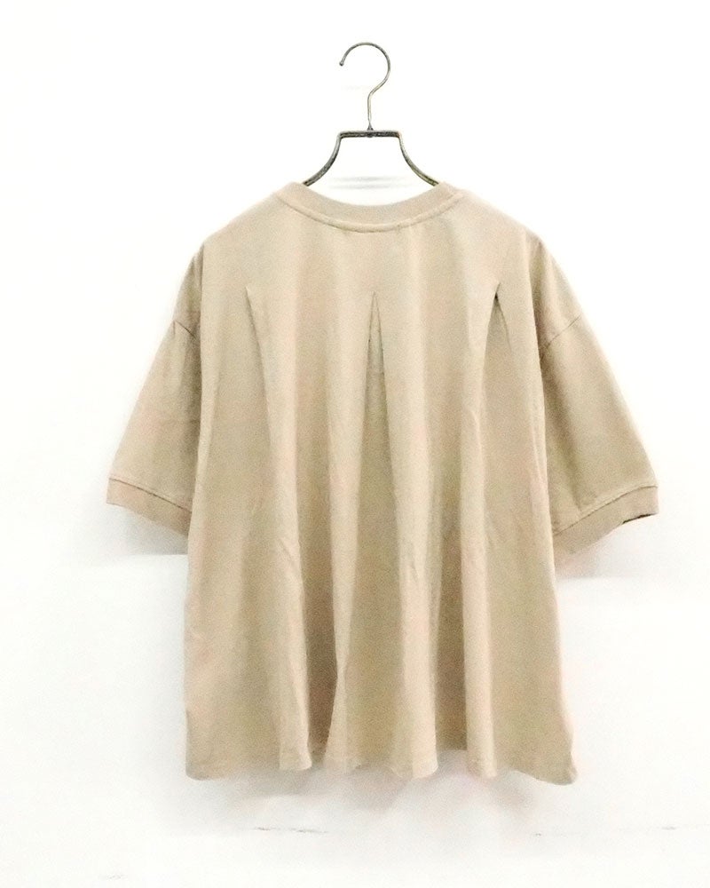 limiless　リミレス　パウダー天竺チェーン刺繍ショートT　半袖　ショート丈　チェーン刺繍ロゴ　ワイドシルエット　ドロップショルダー　前後差着丈　サイドスリット　大人カジュアル