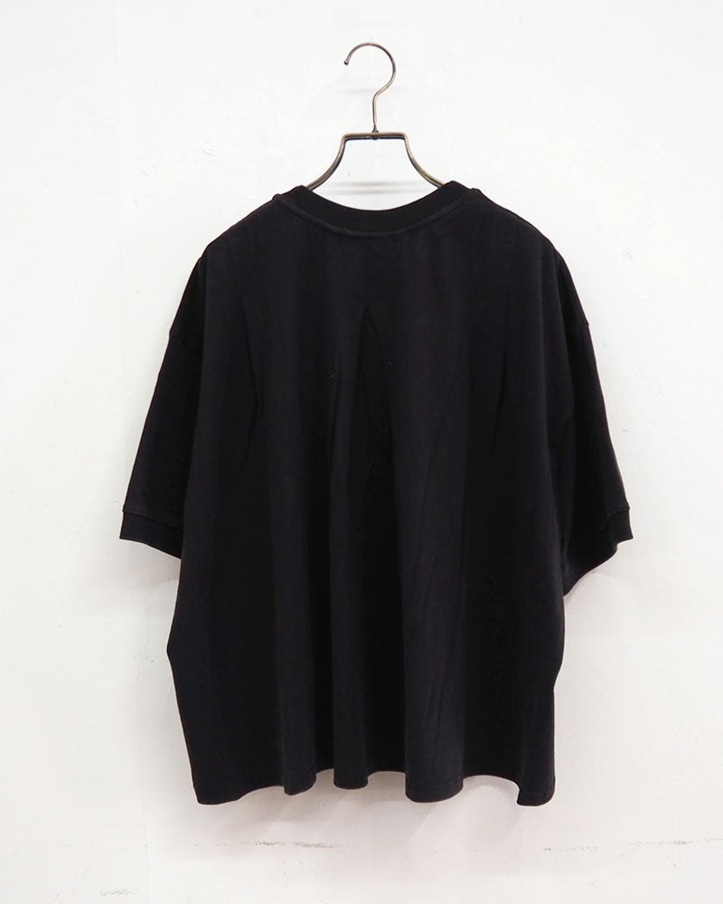 limiless　リミレス　パウダー天竺チェーン刺繍ショートT　半袖　ショート丈　チェーン刺繍ロゴ　ワイドシルエット　ドロップショルダー　前後差着丈　サイドスリット　大人カジュアル