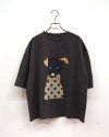 limiless　リミレス　犬Tシャツ　半袖　ビッグシルエット　犬イラスト　アニマルプリント　ドロップショルダー　前後差着丈　サイドスリット　大人カジュアル