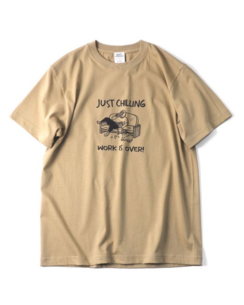 gym master　ジムマスター　JUST CHILLING TEE　半袖　レスラープリント　発泡プリント　立体プリント　ユニセックス　ビッグシルエット　コットン100%　大人カジュアル