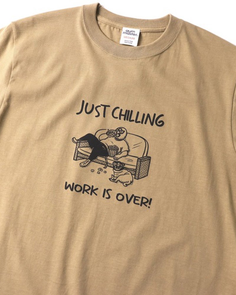 gym master　ジムマスター　JUST CHILLING TEE　半袖　レスラープリント　発泡プリント　立体プリント　ユニセックス　ビッグシルエット　コットン100%　大人カジュアル