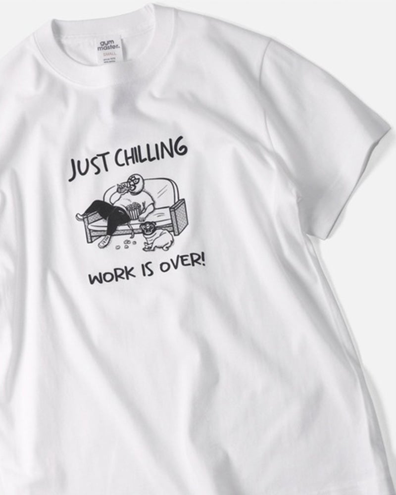 gym master　ジムマスター　JUST CHILLING TEE　半袖　レスラープリント　発泡プリント　立体プリント　ユニセックス　ビッグシルエット　コットン100%　大人カジュアル