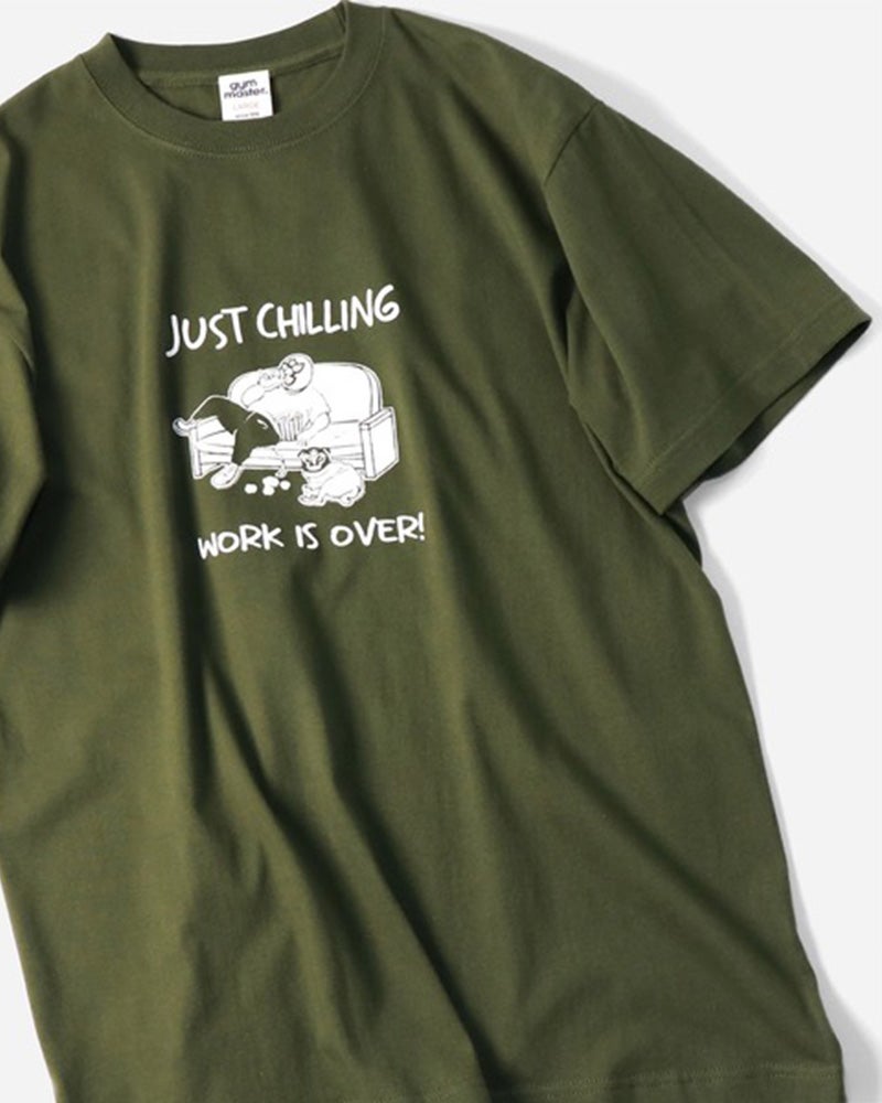 gym master　ジムマスター　JUST CHILLING TEE　半袖　レスラープリント　発泡プリント　立体プリント　ユニセックス　ビッグシルエット　コットン100%　大人カジュアル