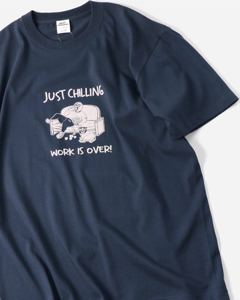 gym master　ジムマスター　JUST CHILLING TEE　半袖　レスラープリント　発泡プリント　立体プリント　ユニセックス　ビッグシルエット　コットン100%　大人カジュアル