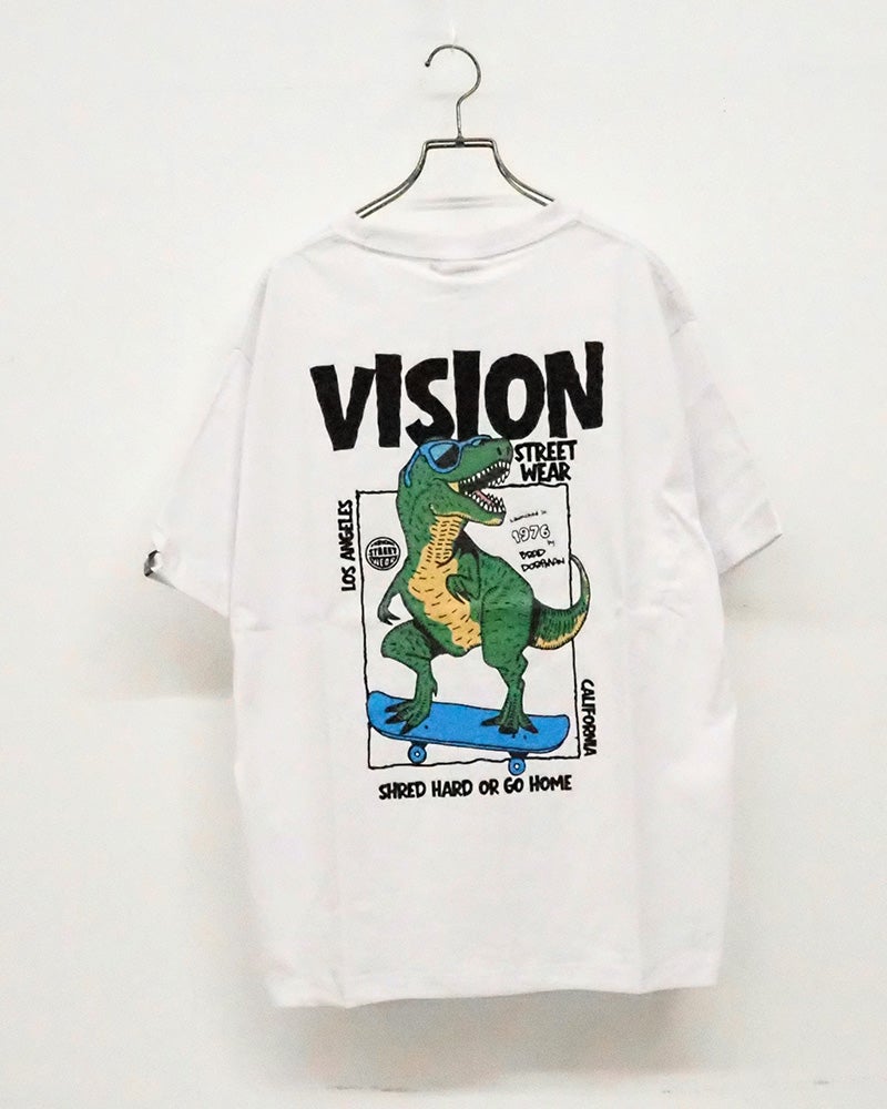 VISION　STREET　WEAR　ヴィジョンストリートウェア　ダイナソーロゴTシャツ　半袖　バックプリント　恐竜グラフィック　ストリート　ユニセックス　ビッグシルエット