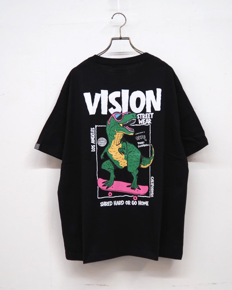VISION　STREET　WEAR　ヴィジョンストリートウェア　ダイナソーロゴTシャツ　半袖　バックプリント　恐竜グラフィック　ストリート　ユニセックス　ビッグシルエット