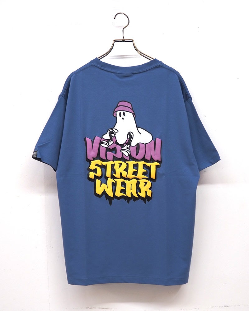 VISION　STREET　WEAR　ヴィジョンストリートウェア　ゴーストドリップTシャツ　半袖　ドリップロゴデザイン　裏ポリエステル素材　清涼感　ストリートスタイル　ユニセックス