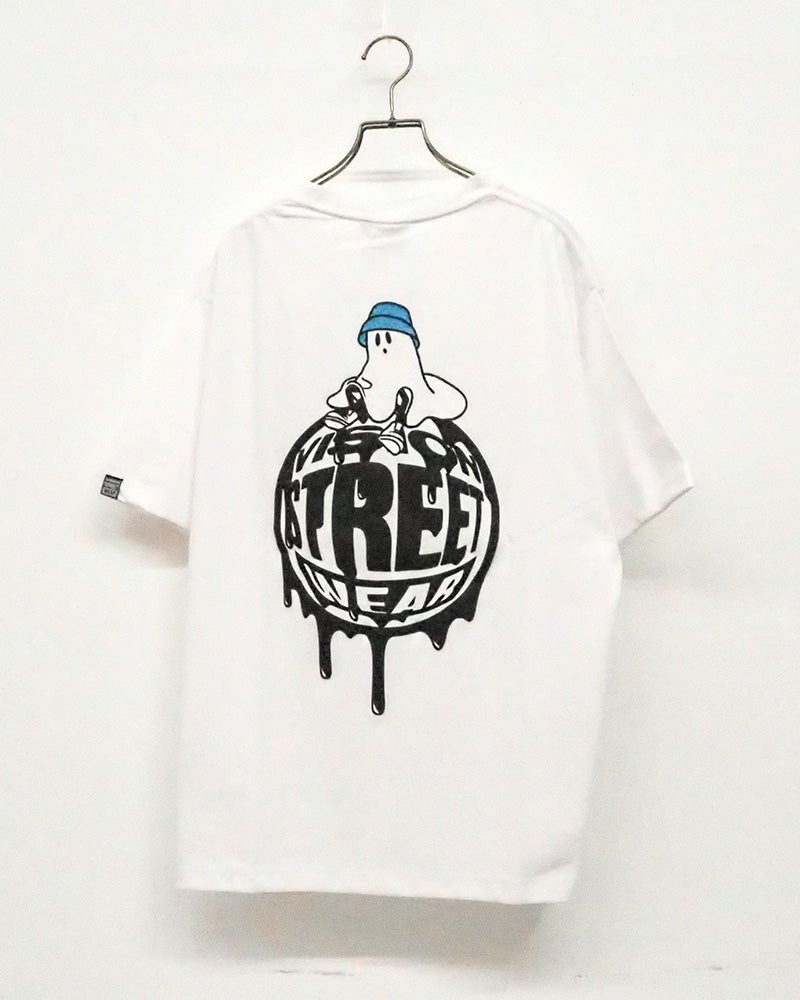 VISION　STREET　WEAR　ヴィジョンストリートウェア　ゴーストサークルロゴTシャツ　半袖　バックプリント　ゴーストデザイン　裏ポリエステル素材　清涼感　ストリートスタイル　ユニセックス