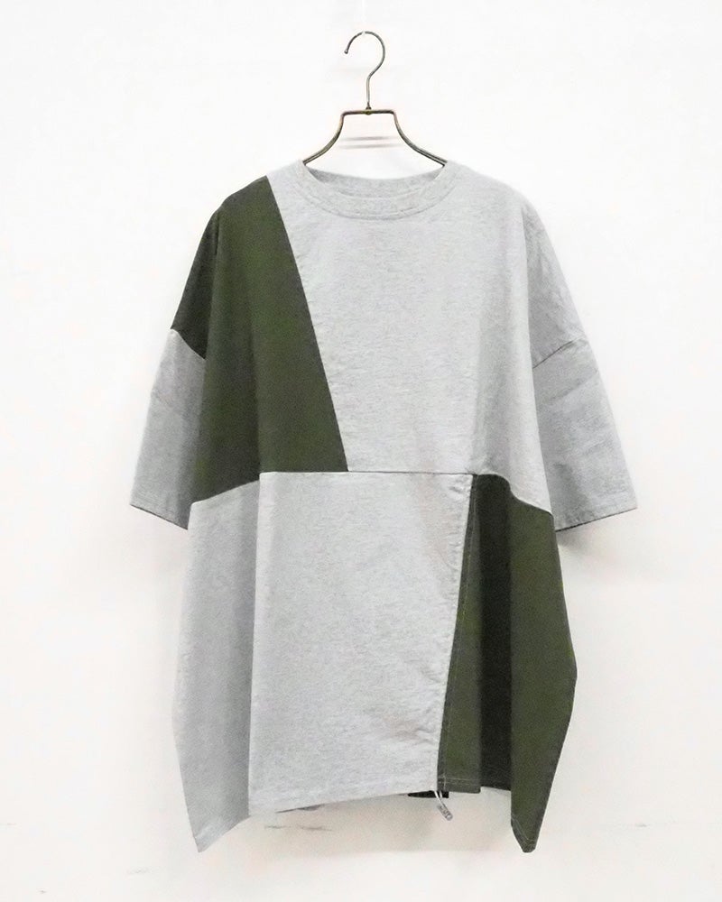 limiless　リミレス　ナイロンリップストップ異素材プルオーバー　半袖　セットアップ可能　裾ドローコード　異素材切り替え　ミリタリースタイル　軽量　ユニセックス　大人カジュアル