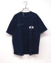 LIME.INC　ライムインク　インディゴ天竺T　半袖　インディゴ染め　ワンポイント刺繍　バックプリント　ワイドシルエット　ドロップショルダー　前後差着丈　大人カジュアル