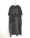 LIME.INC　ライムインク　天竺ピグメント切替ワンピース　ロング丈　半袖　カレッジロゴ　異素材切り替え　ピグメント加工　製品染め　ヴィンテージ風　ワイドシルエット　ドロップショルダー　綿100%　大人カジュアル